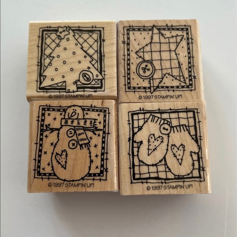 Stampin’ Up! - Winter Patches- Wood Mounted Set of 4.